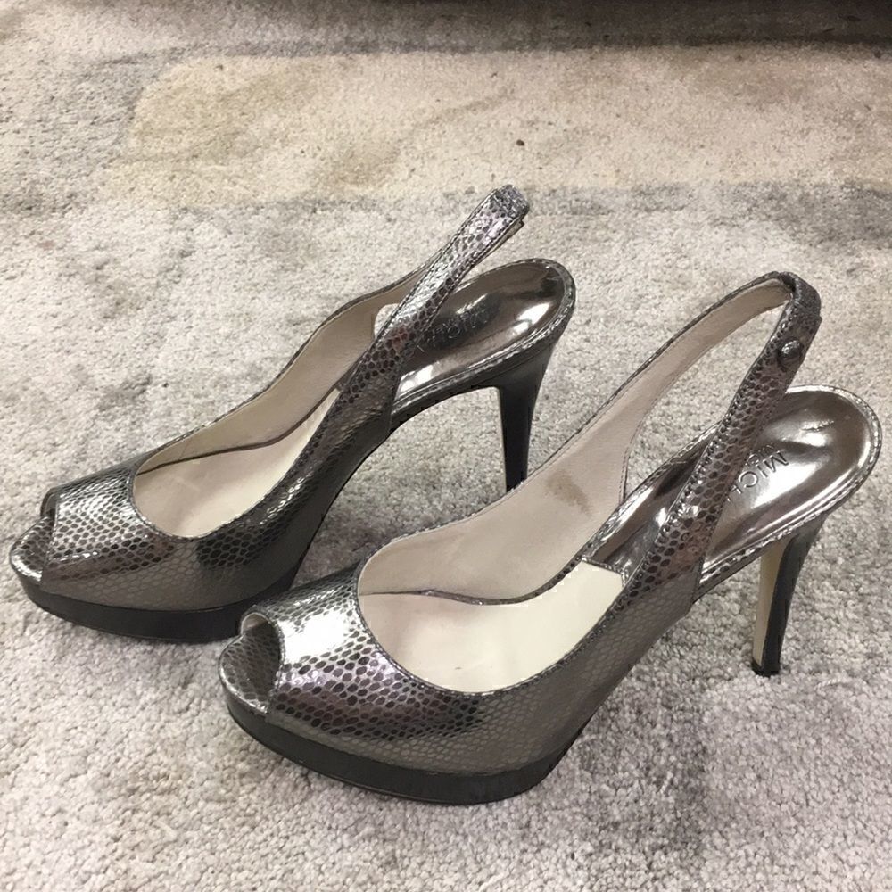 9 Silver Gray Sling Back Michael Michael Kors - Picture 2 of 8